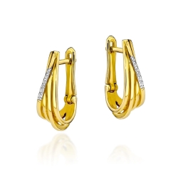 Kolczyki z żółtego złota 585 z diamentami 0,06ct The Diamonds BKO-05