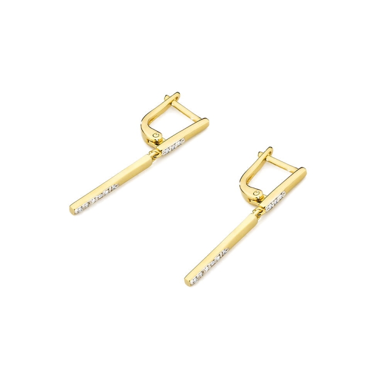 Kolczyki z żółtego złota 585 z diamentami 0,08ct The Diamonds BKO-25