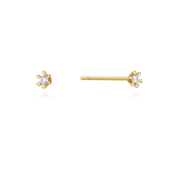 Kolczyki z żółtego złota 585 z diamentami 0,04ct The Diamonds BKO-29