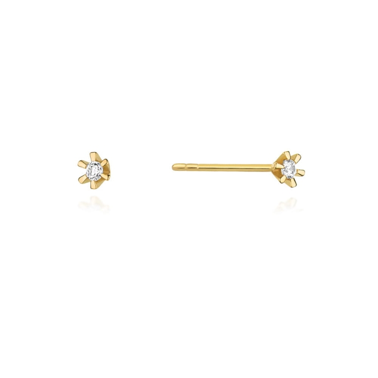 Kolczyki z żółtego złota 585 z diamentami 0,04ct The Diamonds BKO-29