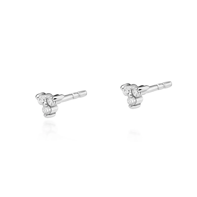 Kolczyki z białego złota 585 z diamentami 0,09ct The Diamonds BKO-33-b