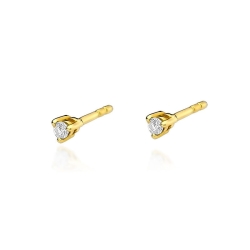 Kolczyki z żółtego złota 585 z diamentami 0,08ct The Diamonds BKO-35