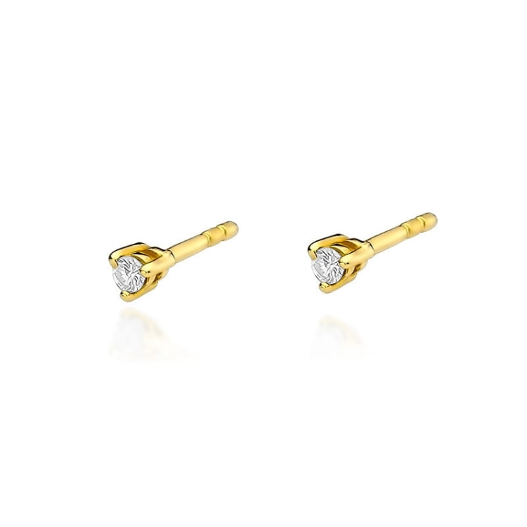 Kolczyki z żółtego złota 585 z diamentami 0,08ct The Diamonds BKO-35