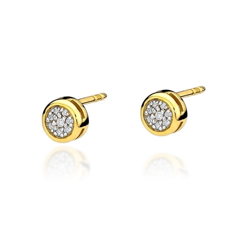 Kolczyki z żółtego złota 585 z diamentami 0,09ct The Diamonds BKO-41