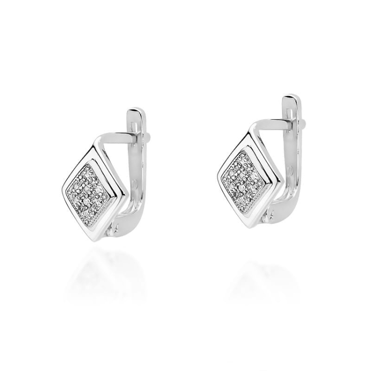 Kolczyki z białego złota 585 z diamentami 0,08ct The Diamonds BKO-52-b