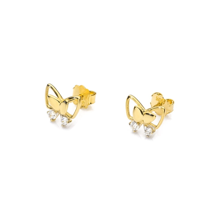 Kolczyki z żółtego złota 585 z diamentami 0,08ct motyl The Diamonds BKO-59