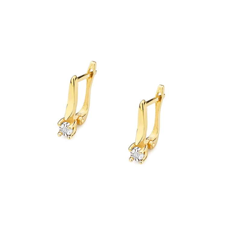 Kolczyki z żółtego złota 585 z diamentami 0,02ct The Diamonds BKO-65-0,02ct