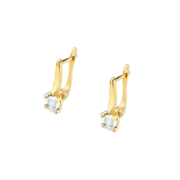 Kolczyki z żółtego złota 585 z diamentami 0,16ct The Diamonds BKO-65-0,16ct
