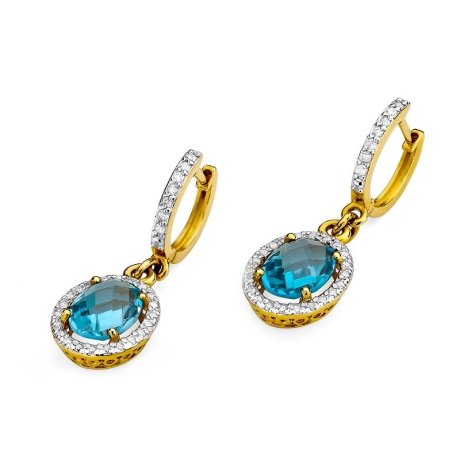 Przejdź do produktu Kolczyki z żółtego złota 585 z topazem i diamentami 0,36ct The Diamonds