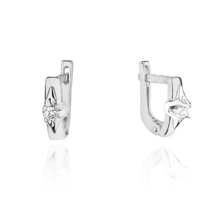 Kolczyki z białego złota 585 z diamentami 0,08ct The Diamonds BKO-88-0,08ct BKO-88-0,08ct-b