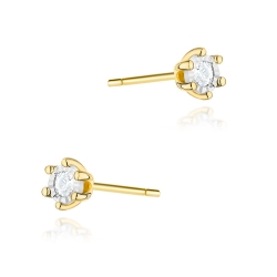 Kolczyki z żółtego złota 585 z diamentami 0,16ct The Diamonds  BKO-222BT