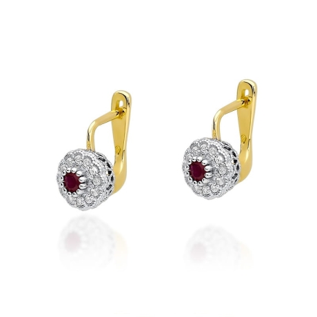 Przejdź do produktu Kolczyki z żółtego złota 585 z rubinem i diamentami 0,20ct The Diamonds