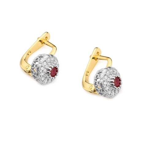 Przejdź do produktu Kolczyki z żółtego złota 585 z rubinem i diamentami 0,20ct The Diamonds