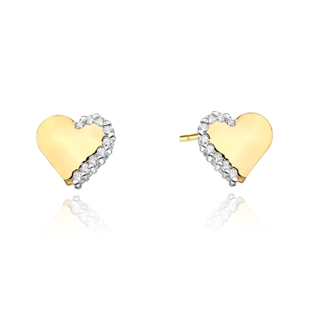 Przejdź do produktu Kolczyki z żółtego złota 585 z diamentami 0,10ct serce The Diamonds