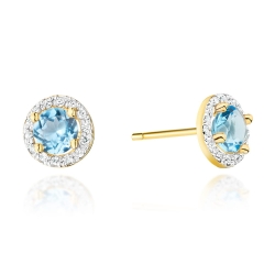 Kolczyki z żółtego złota 585 z topazem i diamentami 0,24ct The Diamonds BKO-509-topaz