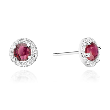Przejdź do produktu Kolczyki z białego złota 585 z rubinem i diamentami 0,24ct The Diamonds