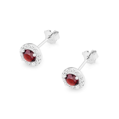 Przejdź do produktu Kolczyki z białego złota 585 z rubinem i diamentami 0,24ct The Diamonds