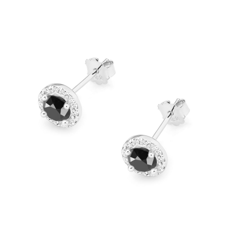 Przejdź do produktu Kolczyki z białego złota 585 z czarnymi i białymi diamentami 0,24ct The Diamonds