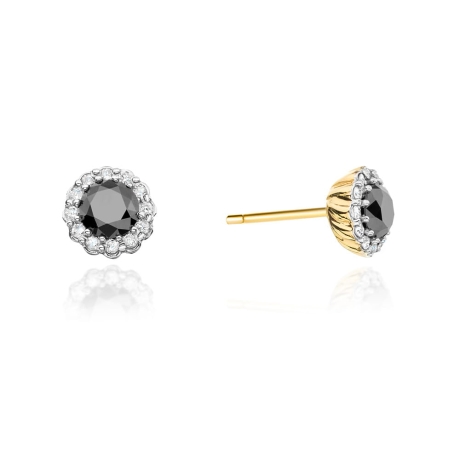 Przejdź do produktu Kolczyki z żółtego złota 585 z czarnymi i białymi diamentami 0,20ct The Diamonds
