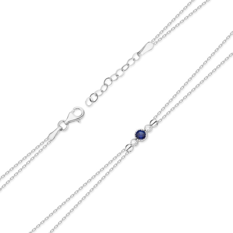 Przejdź do produktu Bransoletka z białego złota 585 z szafirem 0,15ct i diamentami The Diamonds B005