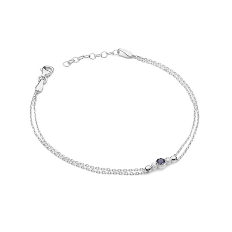 Przejdź do produktu Bransoletka z białego złota 585 z szafirem 0,15ct i diamentami The Diamonds B005