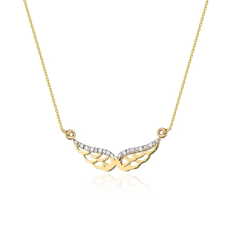 Przejdź do produktu Naszyjnik z żółtego złota z diamentami 0,03ct skrzydła The Diamonds