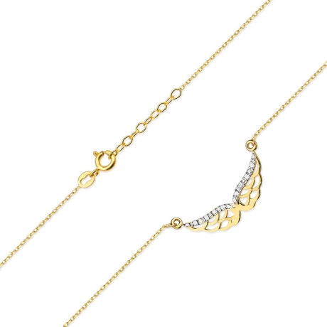 Przejdź do produktu Naszyjnik z żółtego złota z diamentami 0,03ct skrzydła The Diamonds