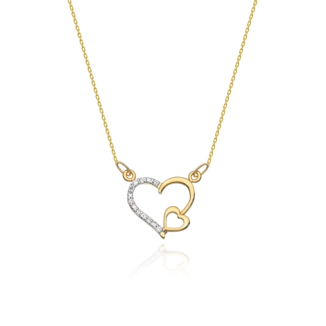 Przejdź do produktu Naszyjnik z żółtego złota z diamentami 0,03ct serce The Diamonds