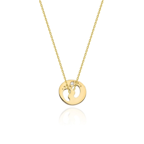 Przejdź do produktu Naszyjnik z żółtego złota z diamentem 0,005ct stópki The Diamonds