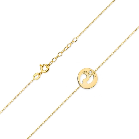 Przejdź do produktu Naszyjnik z żółtego złota z diamentem 0,005ct stópki The Diamonds