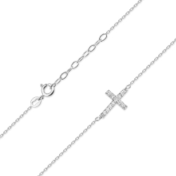 Naszyjnik z białego złota z diamentami 0,06ct krzyżyk The Diamonds BC-06-b