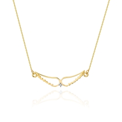 Naszyjnik z żółtego złota z diamentami 0,005ct skrzydła The Diamonds BC-07