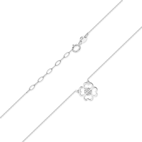 Przejdź do produktu Naszyjnik z białego złota z diamentami 0,02ct koniczyna The Diamonds