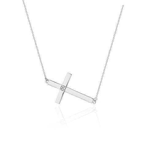 Przejdź do produktu Naszyjnik z białego złota z diamentem 0,005ct krzyżyk The Diamonds