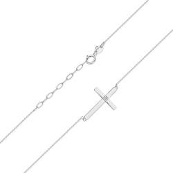 Naszyjnik z białego złota z diamentami 0,005ct krzyżyk The Diamonds BC-10-b