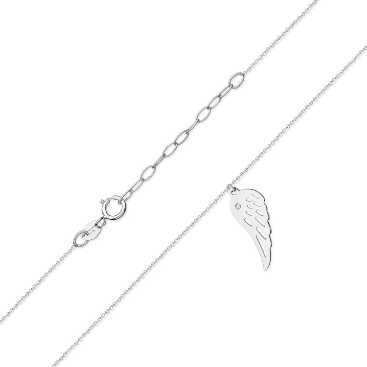 Naszyjnik z białego złota z diamentami 0,005ct skrzydło The Diamonds BC-12-b