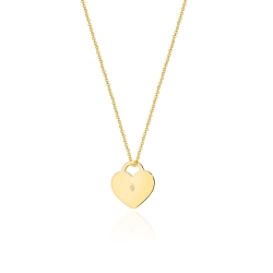 Naszyjnik z żółtego złota z diamentami 0,005ct serce The Diamonds BC-15