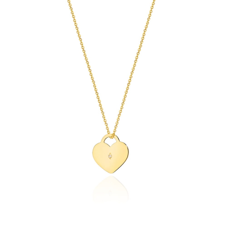 Naszyjnik z żółtego złota z diamentami 0,005ct serce The Diamonds BC-15