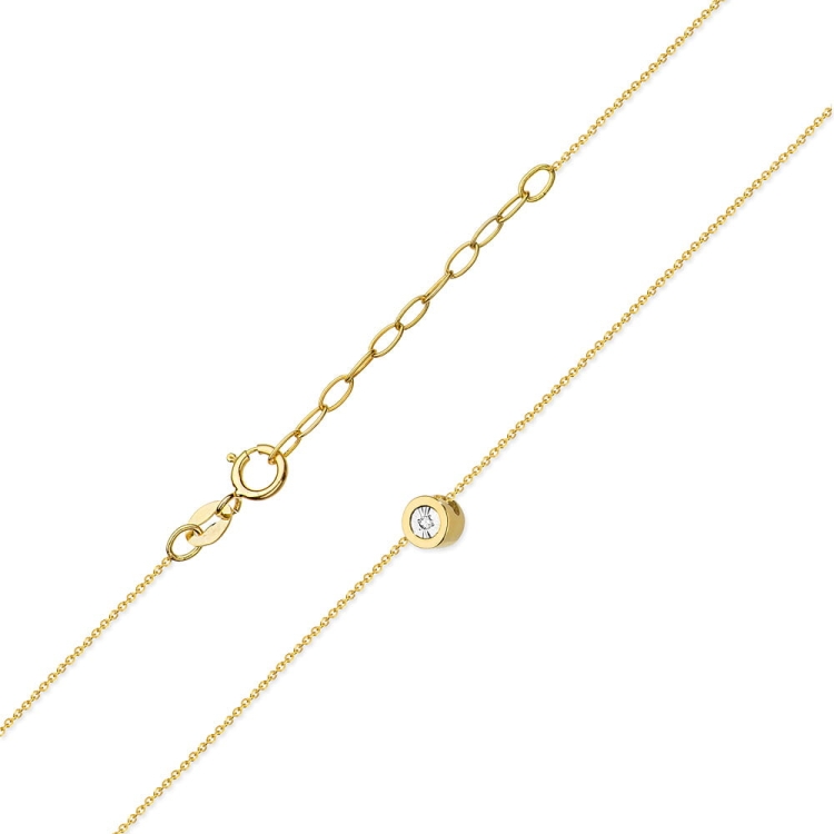 Naszyjnik z żółtego złota z diamentem 0,014ct The Diamonds BC-17