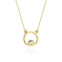 Naszyjnik z żółtego złota z diamentem 0,01ct The Diamonds BC-22