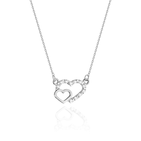 Przejdź do produktu Naszyjnik z białego złota z diamentami 0,06ct serca The Diamonds