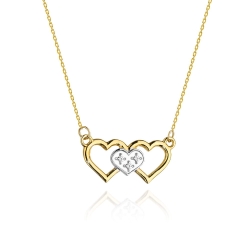 Naszyjnik z żółtego złota z diamentami serca 0,015ct The Diamonds BC-24
