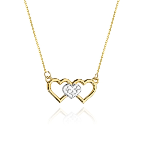 Przejdź do produktu Naszyjnik z żółtego złota z diamentami serca 0,015ct The Diamonds