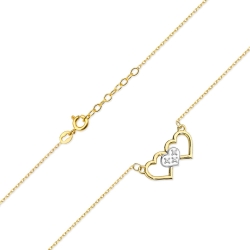 Naszyjnik z żółtego złota z diamentami serca 0,015ct The Diamonds BC-24
