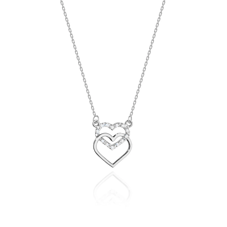Naszyjnik z białego złota z diamentami 0,05ct serca The Diamonds BC-25-b