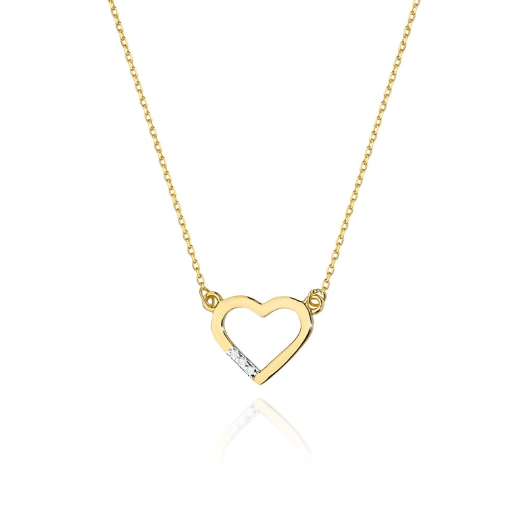 Naszyjnik z żółtego złota z diamentami serce 0,015ct The Diamonds BC-26