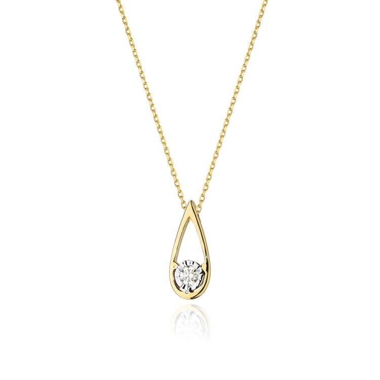 Naszyjnik z żółtego złota z diamentem 0,08ct The Diamonds BC-30