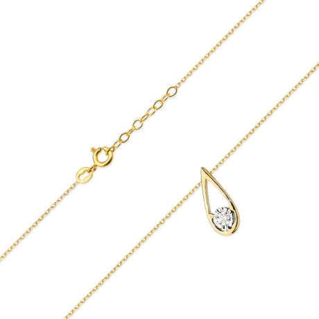 Przejdź do produktu Naszyjnik z żółtego złota z diamentem 0,08ct The Diamonds 