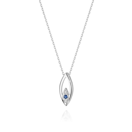 Przejdź do produktu Naszyjnik z białego złota z szafirem i diamentami 0,03ct The Diamonds 