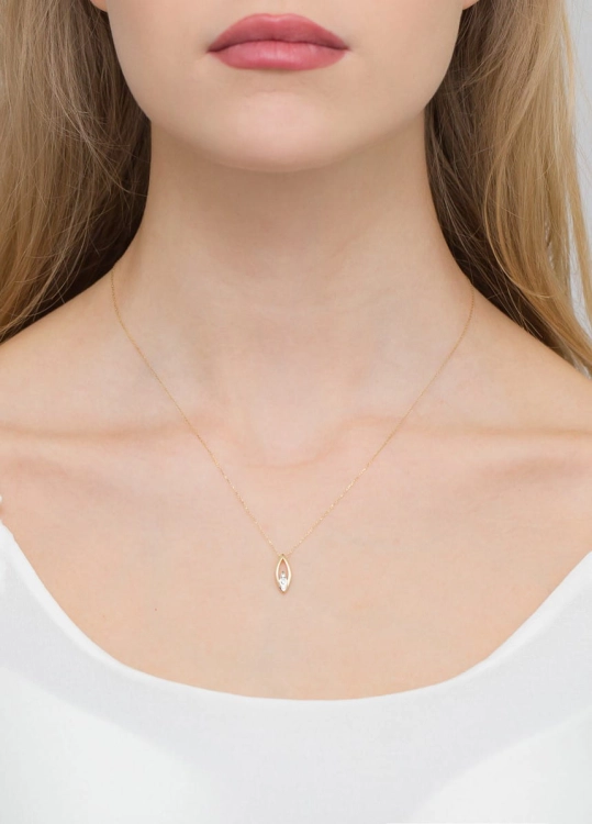 Naszyjnik z żółtego złota z diamentami 0,08ct The Diamonds BC-31-diamenty